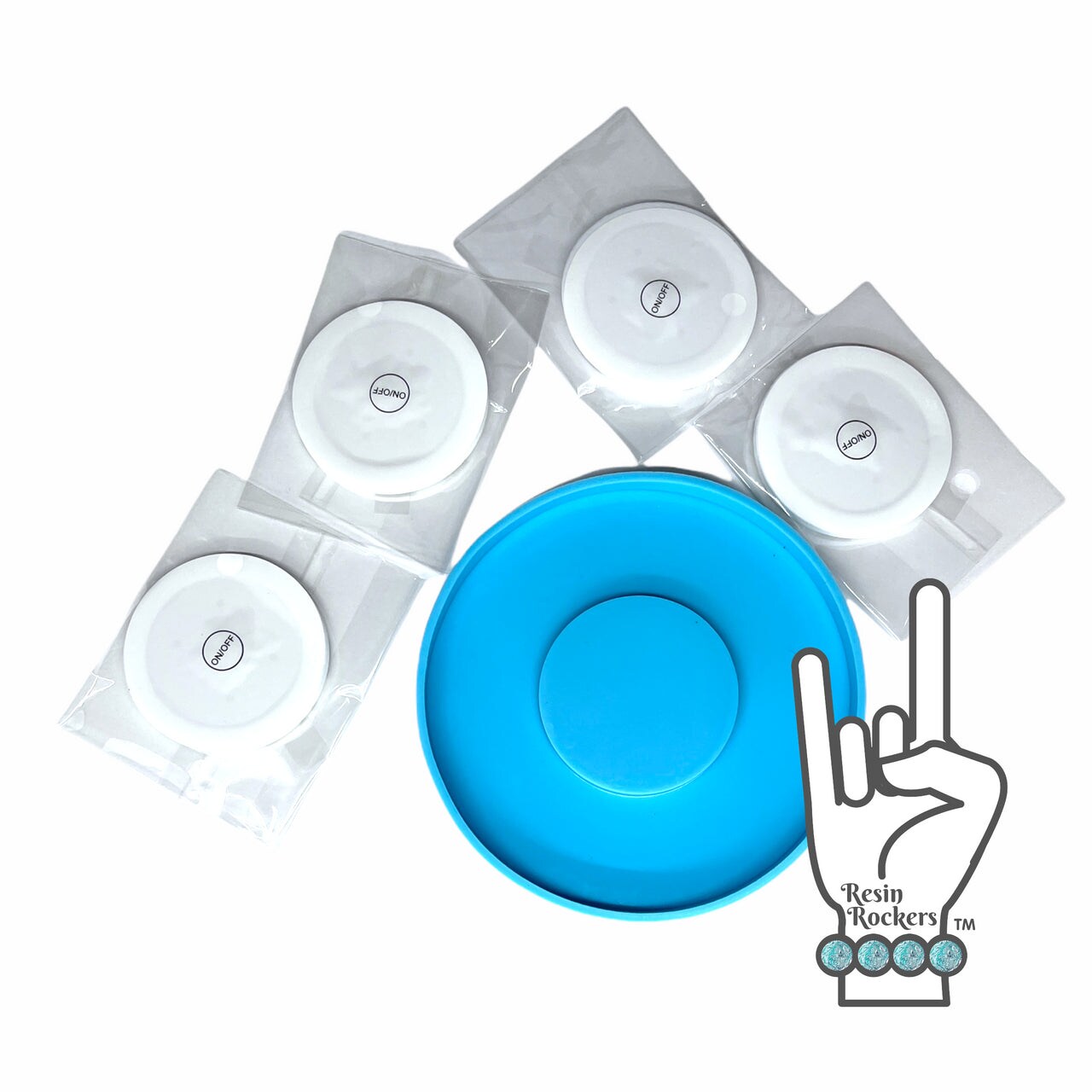 Light up Coaster Mold & 4 Piece LED Light Set for Epoxy Resin Art Craft